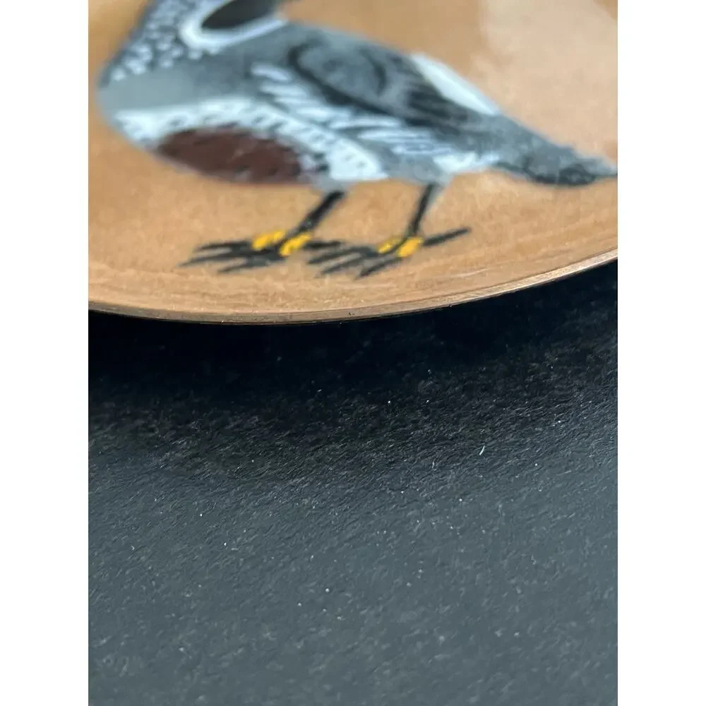 Vtg Annemarie Davidson Enamel Copper Quail Trinket Dish Handcrafted California